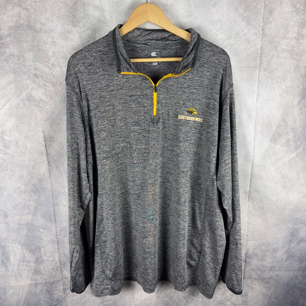 Colosseum Southern Miss Golden Eagles Mens XL Quarter Zip Pullover Gray Heather